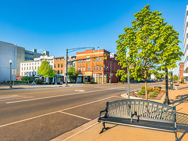 istock A Bench on the Sidewalk in a Rural Down Town 2215974254