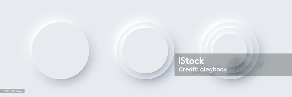 Subtle Filled Buttons White Round Web Buttons Soft Glowing Circular Ui Elements In Modern ...