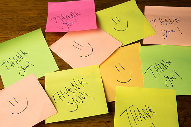 istock Colorful Sticky Notes with Smiley Faces and  Gratitude Expressing 2215982259
