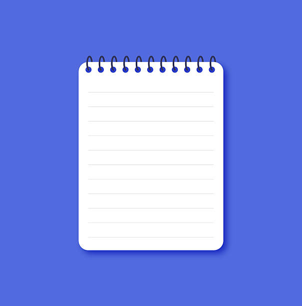 Striped notebook template, blue background