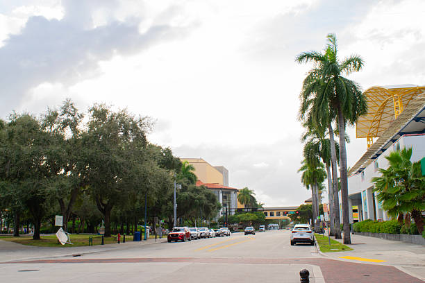 istock Coffe shop and a tree foregroung In MIAMI USA 2215989094