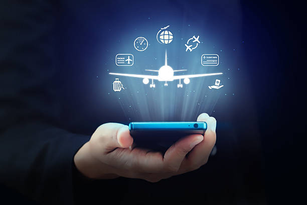 istock Flight ticket booking concept with a person using a smartphone 2215990251