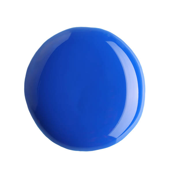 istock Sample of blue nail polish isolated on white, top view 2215996115