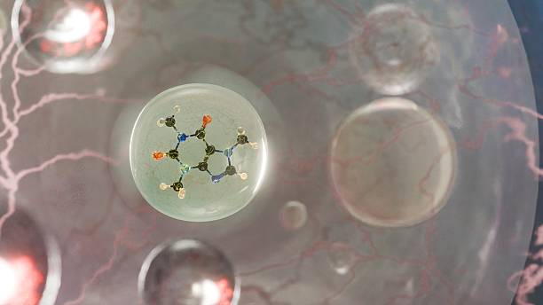 istock Highly detailed molecular structure of caffeine molecule with visible atomic bonds and color-coded atoms on blurred scientific background, conceptual 3D render for chemistry and biochemistry visualization 2215996461