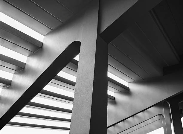 Architecture details concrete columns Stairs structure Building Industry background