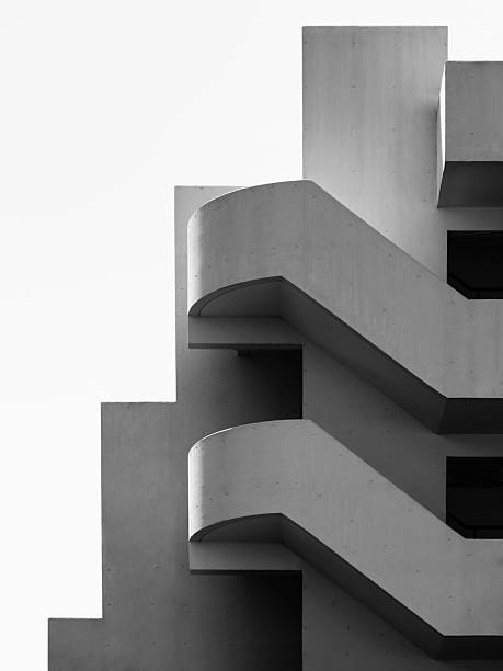 Concrete stairs Geometric form Brutalist building Exterior Architecture details Industry design