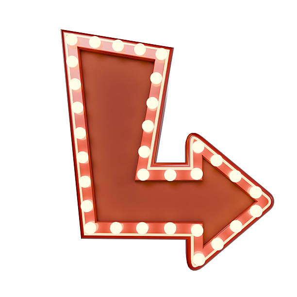 istock 3d render Retro light box billboard template, promotional arrow banner ads and Cinema light frame. 2216012795