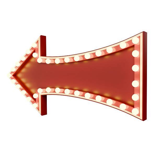 istock 3d render Retro light box billboard template, promotional arrow banner ads and Cinema light frame. 2216012852