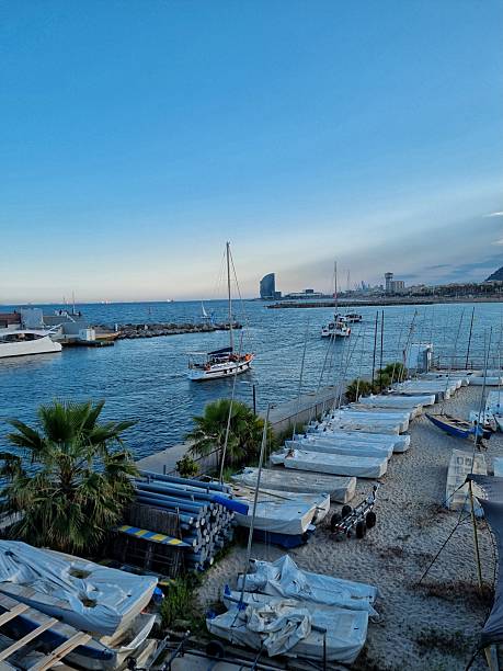 istock Dusk at the port in Barcelona. 2216013839
