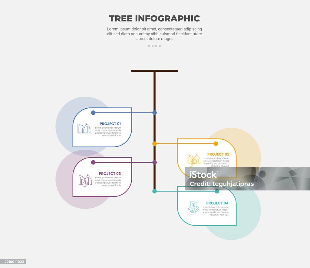 Multi Directional Tree Visualization Tree Shape Visualization Infographic Outline Style With 4 Point ...