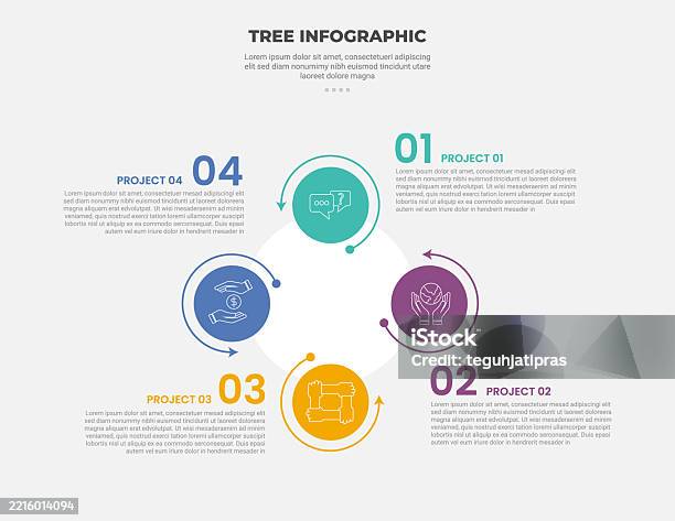 Tree Shape Visualization Infographic Outline Style With 4 Point ...