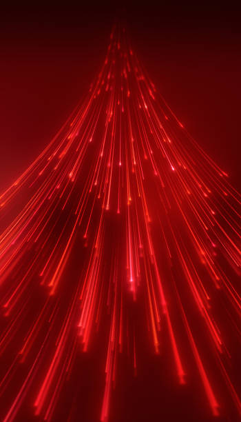 istock Vertical illustation of glowing neon lines in red. 2216014104