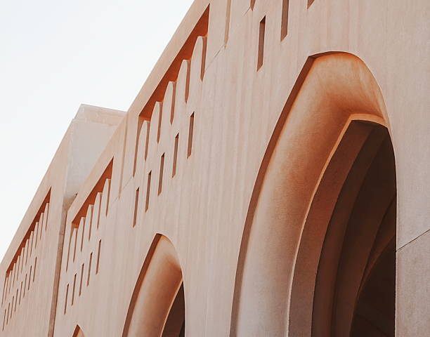 istock Architecture Modern Angled Beige Minimalist Geometric Structure Building Design 2216014671