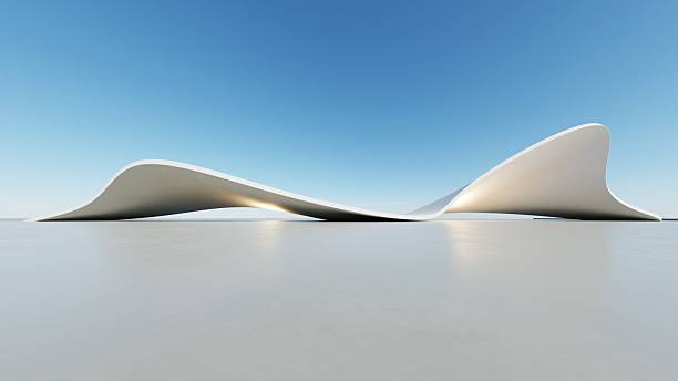 istock 3d illustration of abstract minimal architecture background, geometric architectural with curve design, Car presentation 2216024077
