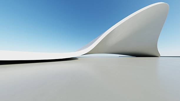 istock 3d illustration of abstract minimal architecture background, geometric architectural with curve design, Car presentation 2216024086