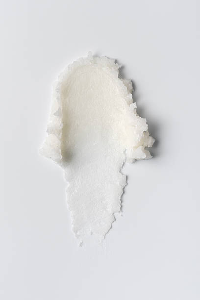 Closeup of solid white coconut oil with rich, creamy texture
