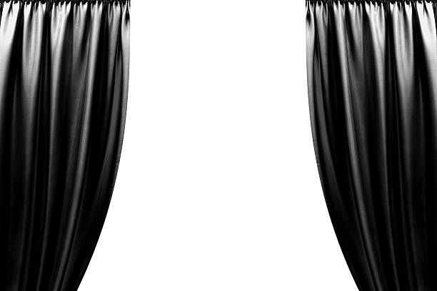 istock Black Open theater stage curtain, isolated on white 2216041638
