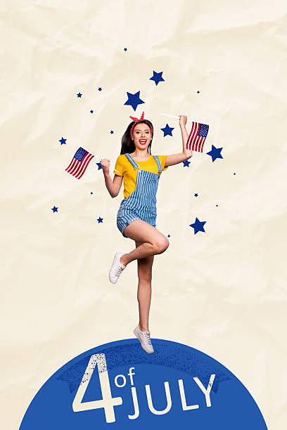 istock 3d retro abstract creative artwork template collage of smiling lady celebrating 4th july isolated painting background 2216045994