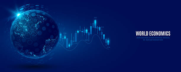 istock Futuristic investment financial data with Earth globe. World economics background. Stock market trading graph. Business technology concept. Vector 2216048663
