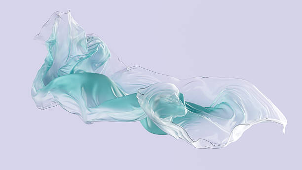istock 3d rendering, expressive levitating translucent mint green film isolated on neutral background, cosmetic peel-off mask. Purity concept. Futuristic textile 2216053820
