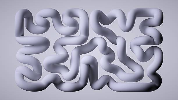 istock 3d render, abstract minimalist background of intertwined white wavy lines. Simple wallpaper 2216054002