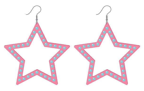istock Stylish pink star-shaped earrings on a transparent background. 2216054557
