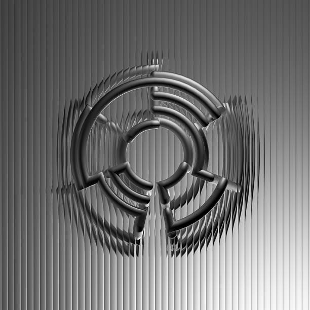 istock 3d render, abstract background with round geometric maze. Metallic wire and ribbed glass, modern minimalist wallpaper 2216054927