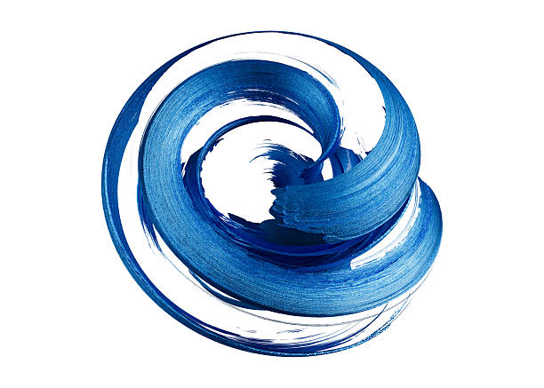 istock 3D render, abstract twisted calligraphic brushstroke. Splash of blue liquid paint, splatter, isolated on a white background 2216055867
