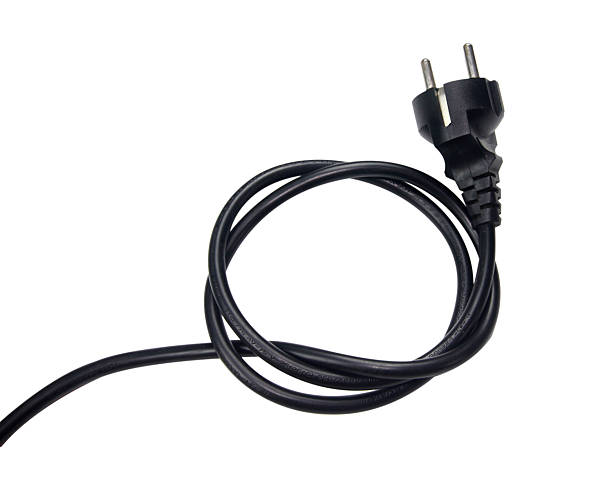 istock Black wire cable of usb and adapter isolated on white background with clipping path.Electronic Connector.Selection focus. 2216059265
