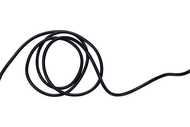 istock Black wire cable of usb and adapter isolated on white background with clipping path.Electronic Connector.Selection focus. 2216059270