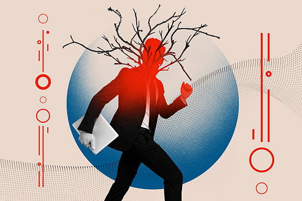 istock Creative collage picture running businessman work stress mental pressure psychological disorder anxiety overwhelmed employee 2216059457