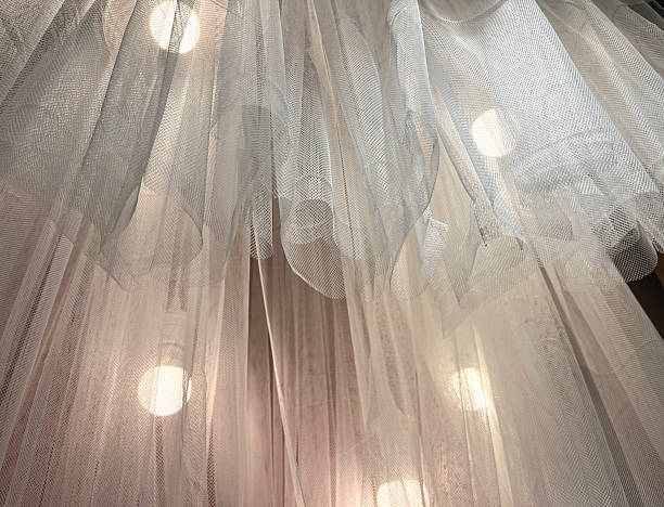 istock White curtain with LED lights decoration 2216075972