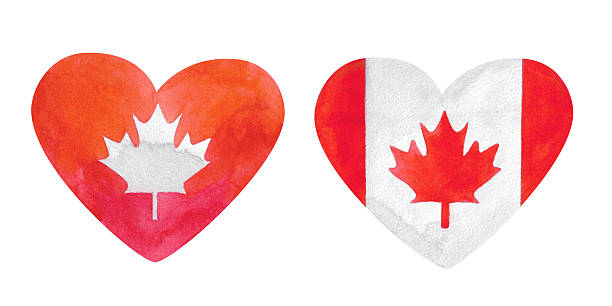istock A festive collection of hand-painted watercolor elements for Canada Day. Includes hearts with Canadian flags, maple leaves, ribbons, and party bunting in red and white. 2216077477
