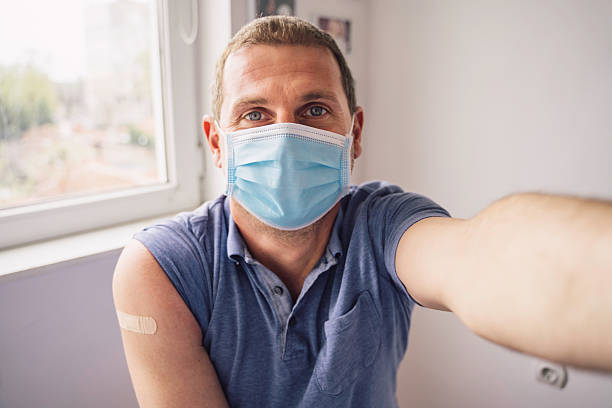 istock Confident Man After Vaccine with Casual Outfit 2216084699