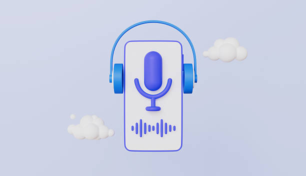 istock Smartphone learning audio lesson Online library, Books library online headset, Audio Headphones listening audiobook concept 2216089870