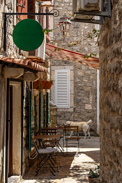 Narrow streets of Budva in Montenegro