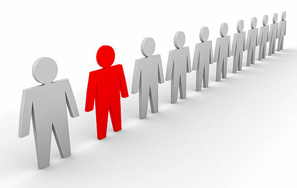 istock Individuality and leadership concept with red figure. Different people 2216095592