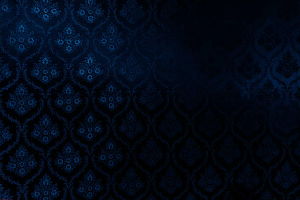 istock Closeup of blue victorian vintage textured textile wall 2216099008