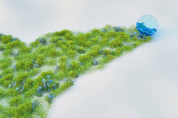 istock Rolling Bubble With Water Is Spreading The Life And The Growing Green Grass, Computer Graphic, 3D Image 2216099533