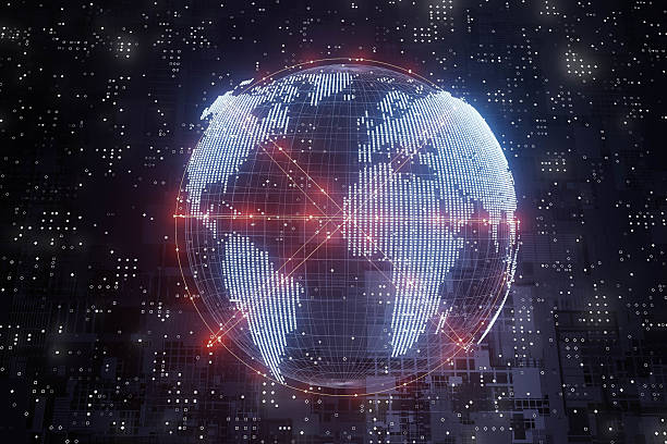 istock A digital glob with futuristic background 2216107474