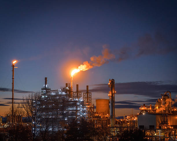 istock Petrochemical plant at dusk 2216107652