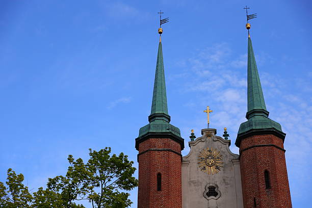 Two church towers and the blue sky