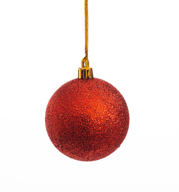 istock Red Christmas ball hanging on white background 2216129426