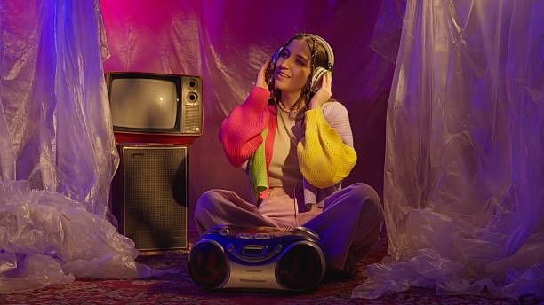 istock Colorful Retro Music Experience with Vintage Electronics Vibes 2216129665
