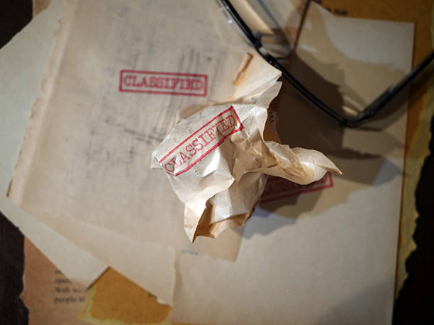 istock Close up of classified document papers 2216132514