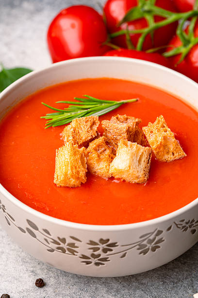 istock Homemade tomato soup on vintage table 2216136644