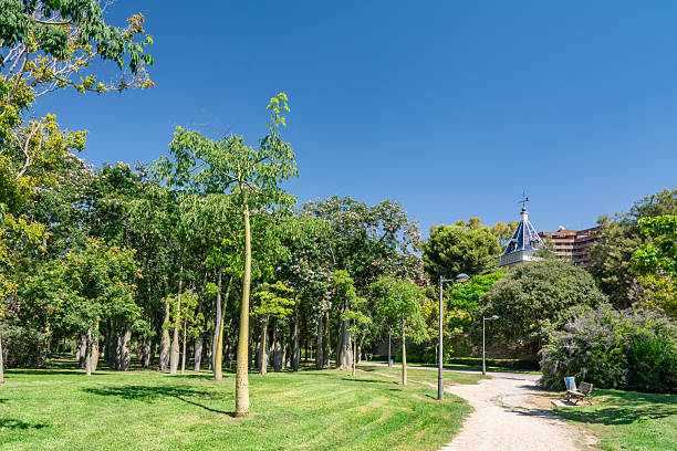 Tree Grove and Pavilion in Turia Gardens Valencia