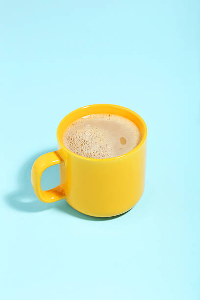 istock Cup of coffee on blue background. Minimalism concept 2216146900