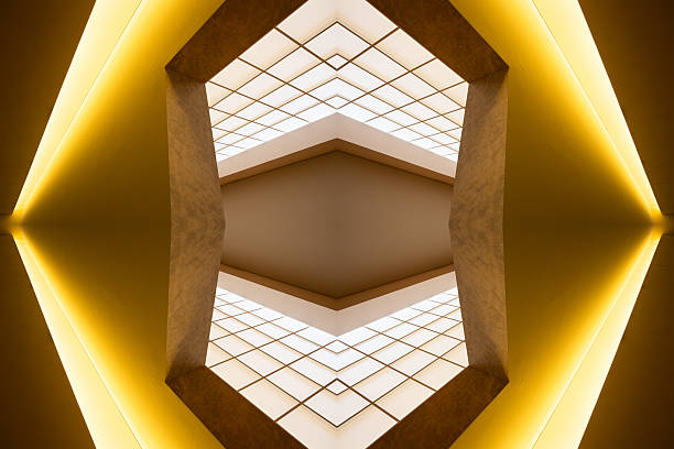 Mirrored Yellow Room, Abstract Background, Portugal.