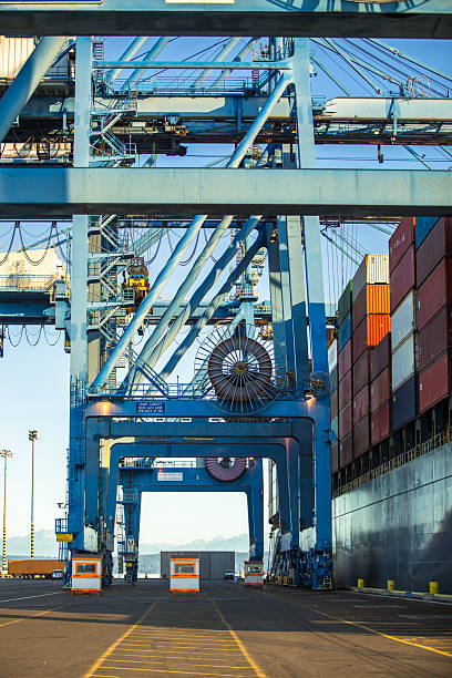 istock Vertical Image of Container Terminal in Tacoma, Washington State on a Sunny Day 2216153787